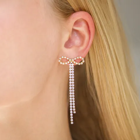 Wasserfester Schleife Zirkon ketten ohrringe in vergoldetem Stahl - OCEANA