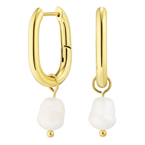 Wasserfester Perle Kreole in vergoldetem Stahl - OCEANA