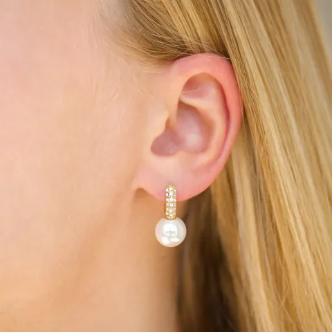 Wasserfester Perle Kreole in vergoldetem Stahl - OCEANA