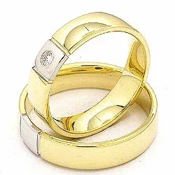 Trauringe aus 14 Karat Gold- und Weißgold 0,05 ct - set