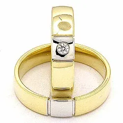 Trauringe aus 14 Karat Gold- und Weißgold 0,05 ct - set