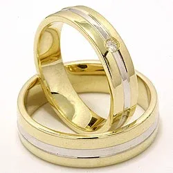 Trauringe aus 14 Karat Gold 0,04 ct - set