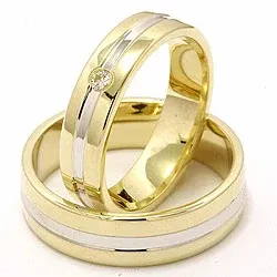 Trauringe aus 14 Karat Gold 0,04 ct - set