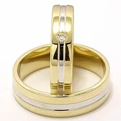 Trauringe aus 14 Karat Gold 0,04 ct - set