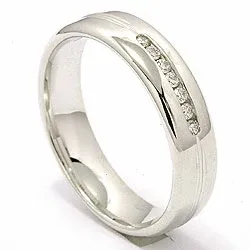 Brillant Trauring aus 14 Karat Weißgold 7 x 0,013 ct