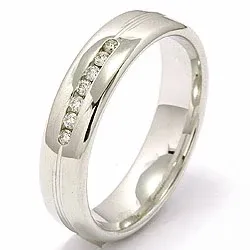 Brillant Trauring aus 14 Karat Weißgold 7 x 0,013 ct