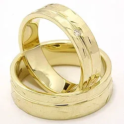 Trauringe aus 14 Karat Gold 0,03 ct - set