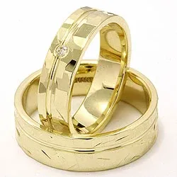 Trauringe aus 14 Karat Gold 0,03 ct - set