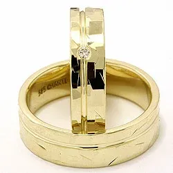 Trauringe aus 14 Karat Gold 0,03 ct - set