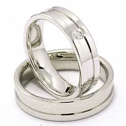 Trauringe aus 14 Karat Weißgold 0,07 ct - set