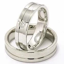 Trauringe aus 14 Karat Weißgold 0,07 ct - set