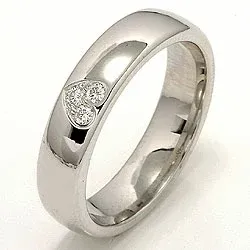 Herz Trauring aus 14 Karat Weißgold 0,075 ct