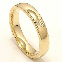 Herz Trauring aus 14 Karat Gold 0,03 ct