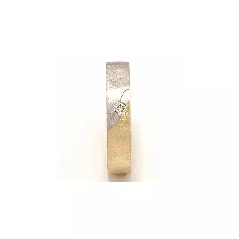 Rauem zweifarbig Diamant Trauring aus 14 Karat Gold- und Weißgold 0,035 ct