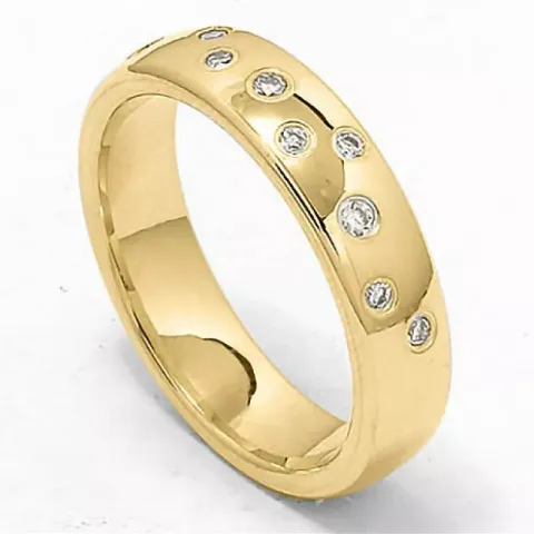 Breit Sternenstaub Trauring aus 14 Karat Gold 0,126 ct
