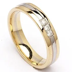 Zweifarbig Damen Trauring aus 14 Karat Gold- und Weißgold 0,06 ct