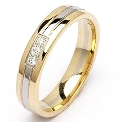 Zweifarbig Damen Trauring aus 14 Karat Gold- und Weißgold 0,06 ct