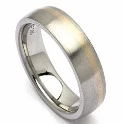 Trauring aus 14 Karat Stahl und Weissgold