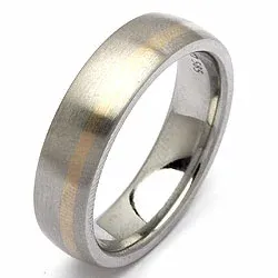 Trauring aus 14 Karat Stahl und Weissgold