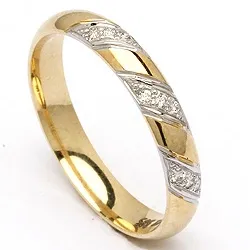 Trauring aus 14 Karat Gold- und Weißgold 0,048 ct