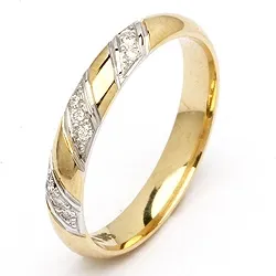 Trauring aus 14 Karat Gold- und Weißgold 0,048 ct