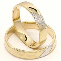 zweifarbig trauringe aus 14 Karat Gold- und Weißgold 0,048 ct - set