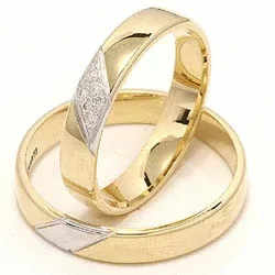 zweifarbig trauringe aus 14 Karat Gold- und Weißgold 0,048 ct - set