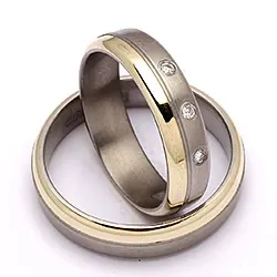 Trauringe in Titanium und Gold 0,06 ct