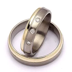 Trauringe in Titanium und Gold 0,06 ct