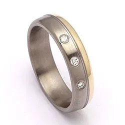 Trauring in Titanium und Gold 0,06 ct