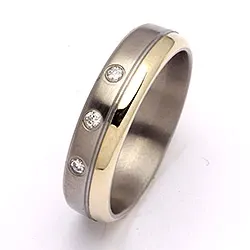 Trauring in Titanium und Gold 0,06 ct