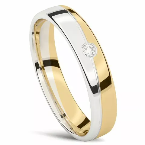 Zweifarbig Damen Trauring aus 14 Karat Gold- und Weißgold 0,025 ct