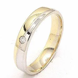 Zweifarbig Damen Trauring aus 14 Karat Gold- und Weißgold 0,025 ct