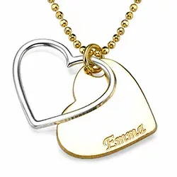 Herz Namenskette mit Anhänger in Silber und vergoldetem Silber