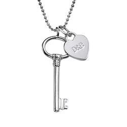 Schlüssel Namenskette mit Anhänger in Silber