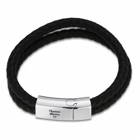 Namens armband in Leder