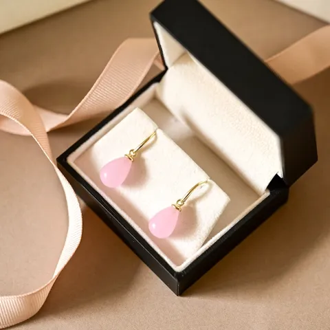 Ohrringe in 9 Karat Gold mit rose Bergkristall