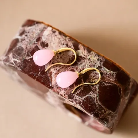 Ohrringe in 9 Karat Gold mit rose Bergkristall