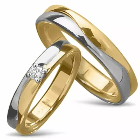 zweifarbig trauringe aus 14 Karat Gold- und Weißgold 0,09 ct - set