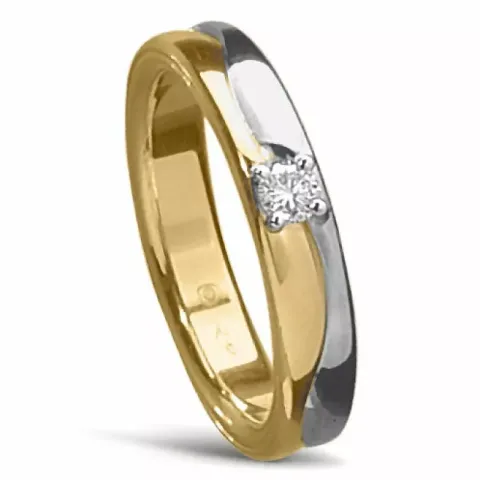 zweifarbig Damenring aus 14 Karat Gold- und Weißgold 0,09 ct