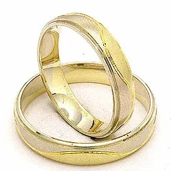 Matter und polierter zweifarbig trauringe aus 14 Karat Gold- und Weißgold - set