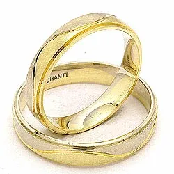 Matter und polierter zweifarbig trauringe aus 14 Karat Gold- und Weißgold - set