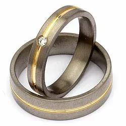 Trauringe in Titanium und Gold 0,04 ct