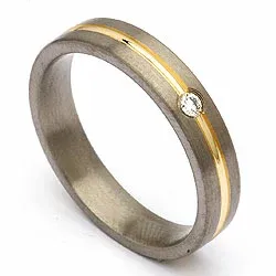 Trauring in Titanium und Gold 0,04 ct