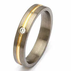 Trauring in Titanium und Gold 0,04 ct