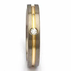 Trauring in Titanium und Gold 0,04 ct