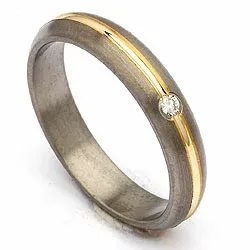 Trauring in Titanium und Gold 0,030 ct