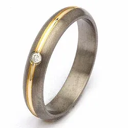 Trauring in Titanium und Gold 0,030 ct