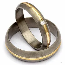 Trauringe in Titanium und Gold 0,03 ct