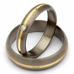 Trauringe in Titanium und Gold 0,03 ct